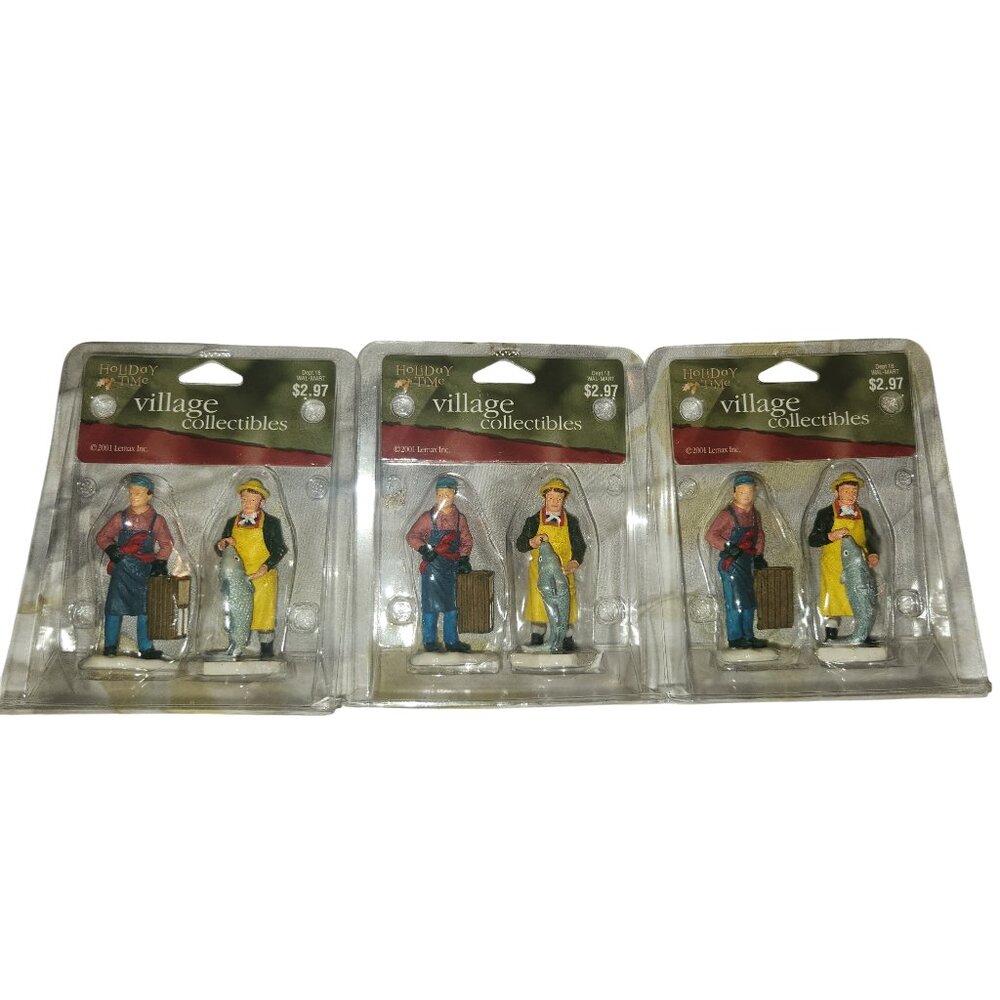 Holiday Time Christmas Village Collectibles 2001 - Fishermen Lot (4)